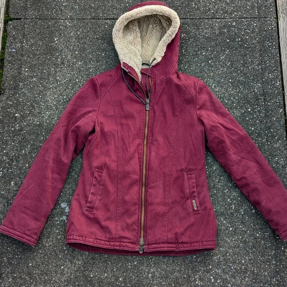 Hemp Hoodlamb HempworksThe Classic Winter Coat Hood Burgundy Small Vegan
